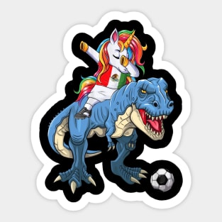 Dabbing Unicorn Dino T-Rex Flag Soccer Lovers Sticker